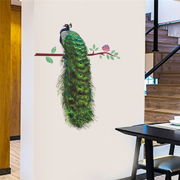 Peacock On Branch Wall Sticker