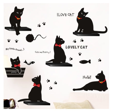 Black Cat Family Wall Decals