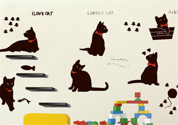 Black Cat Family Wall Decals