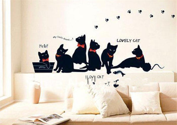 Black Cat Family Wall Decals