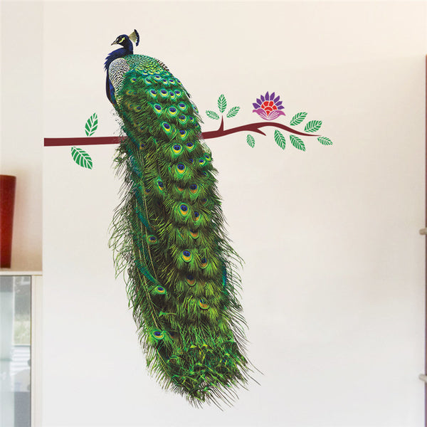 Peacock On Branch Wall Sticker